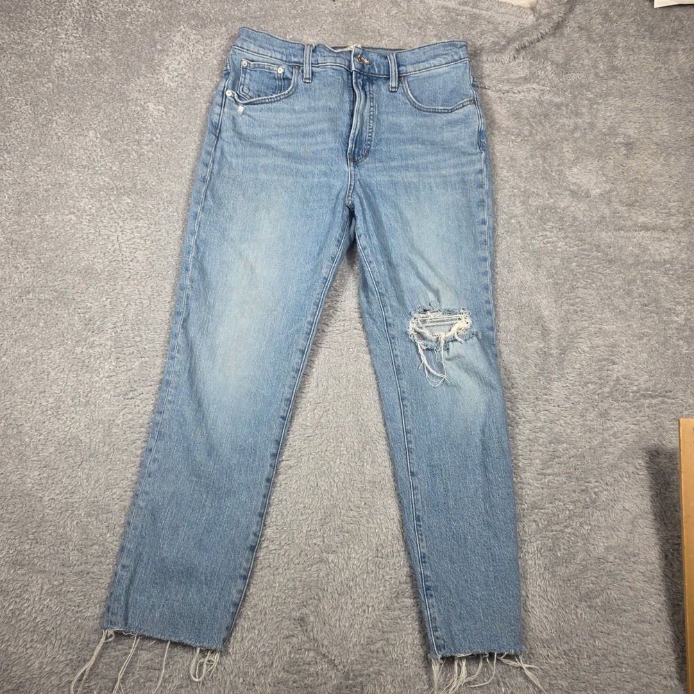 Madewell The Perfect Vintage Jean Women 30 Light Wash Distressed Raw Hem Denim